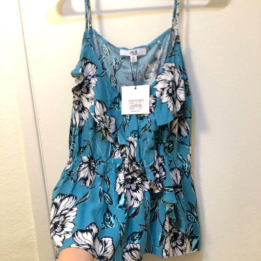 Blue boho floral top